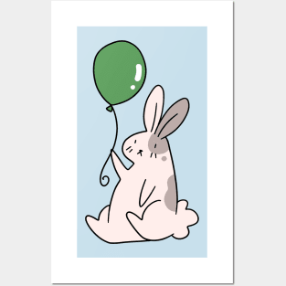 Green Balloon Bunny Posters and Art